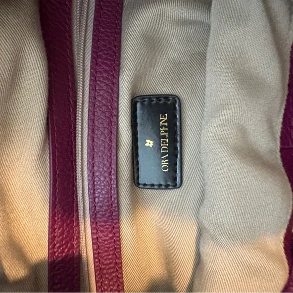 Ora Delphine Deep Red Leather Shoulder Bag - Picture 4 of 5